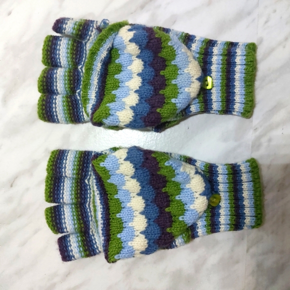 SOLD! ***⛄️Aero Striped Convertible Flip-Top Gloves with Cap - Size M - Picture 6 of 12